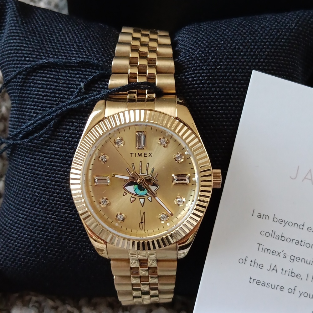 TIMEX Jacque Aiche Gold Tribe Eye Crystal Gold Watch Stainless Steel Bracelet